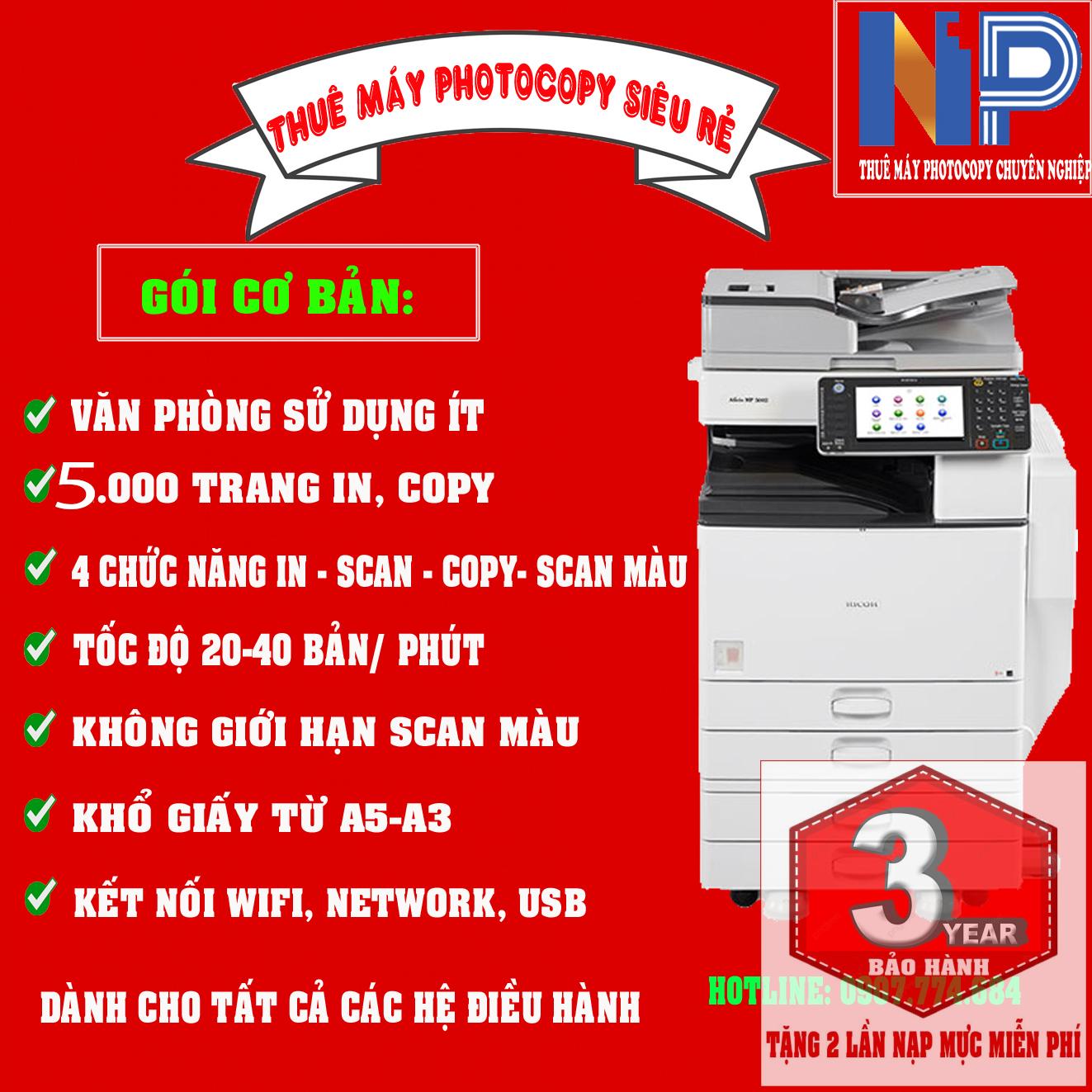 THUÊ MÁY PHOTOCOPY GÓI CƠ BẢN IN TRẮNG ĐEN