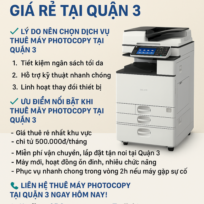 Cho thuê máy photocopy tại Quận 3